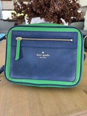 NWOT kate spade Navy and Green Leather Crossbody